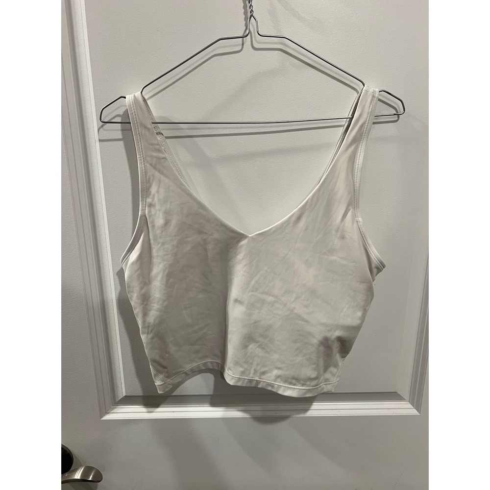 Unbranded Womens Crop Tank Top V-Neck Built-in Bra White Size L